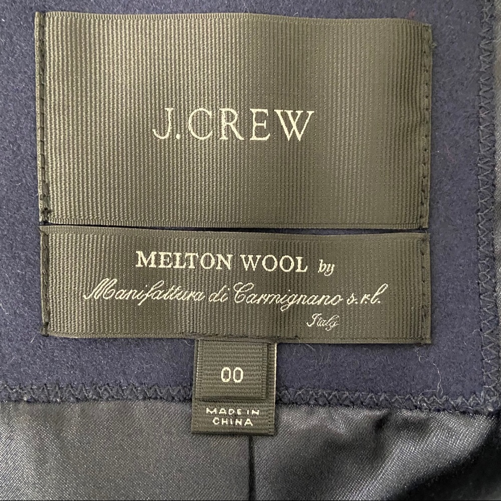 J Crew Womens Melton Wool Blue Double Breasted Peacoat B6474 Warm size 00 - Picture 10 of 15
